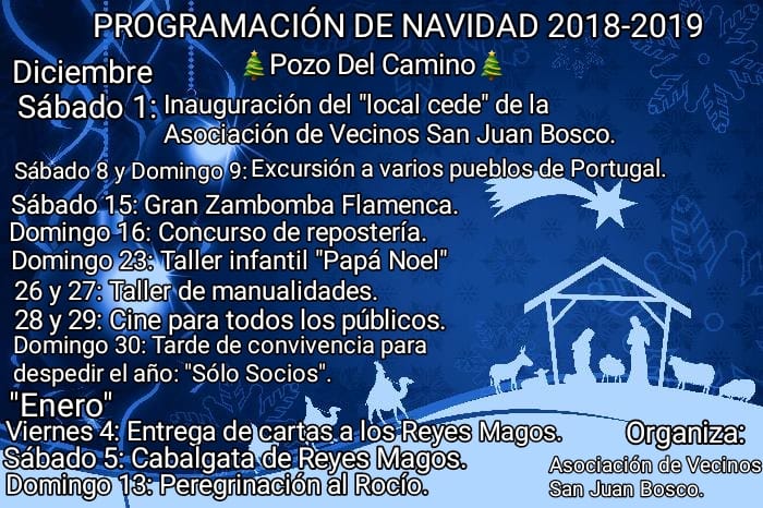 Programación de Navidad 2018-2019 en “Pozo Del Camino”