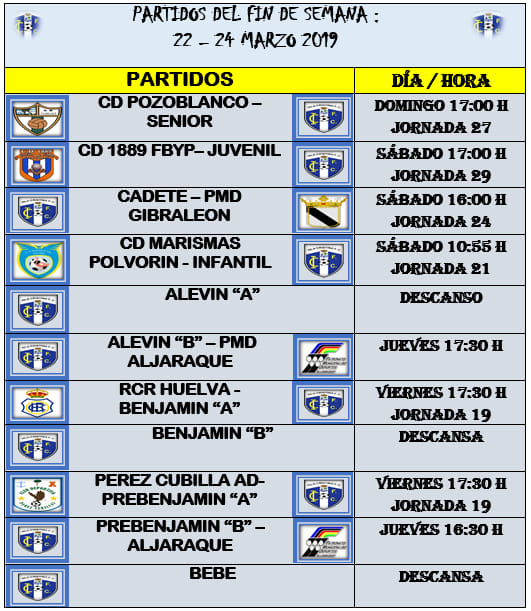 Agenda futbolera fin de semana Isla Cristina F.C.