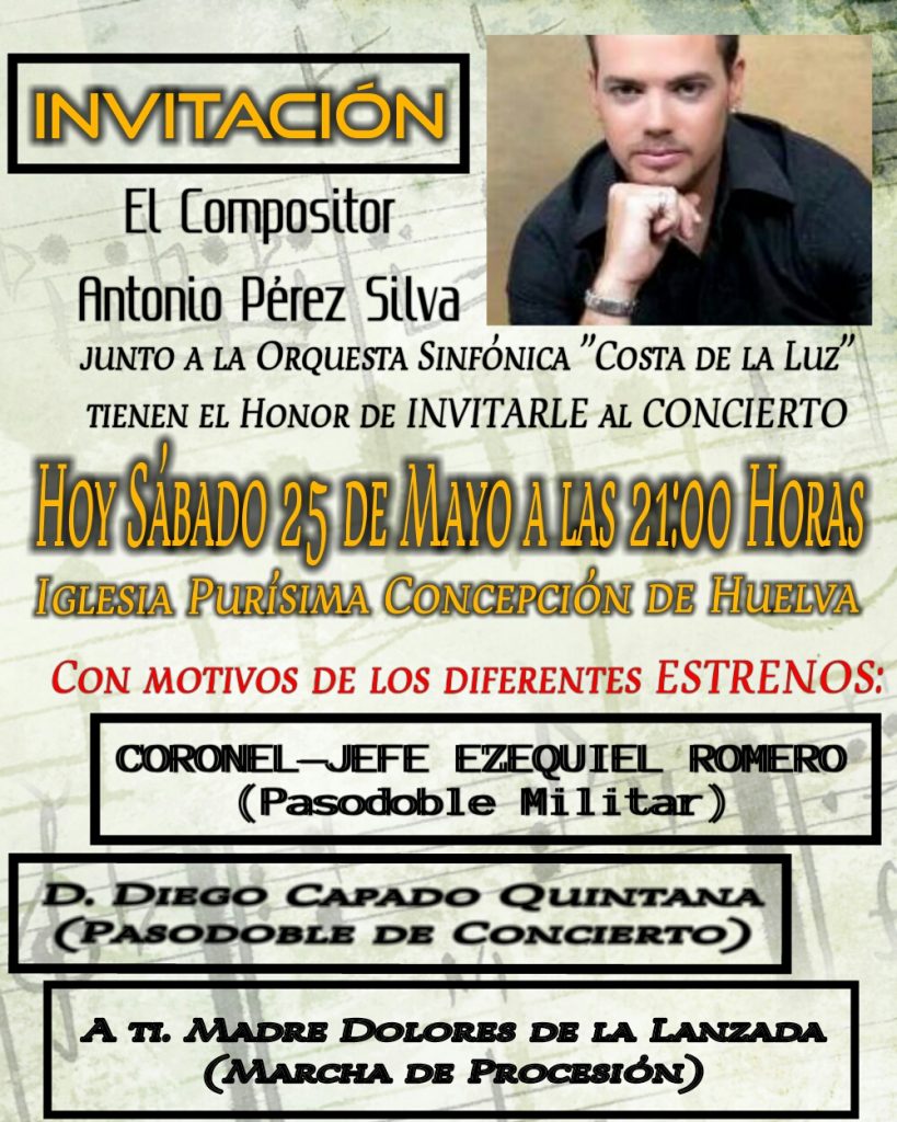 Concierto del Compositor isleño Antonio Pérez Silva y la orquesta sinfónica “Costa de la Luz”