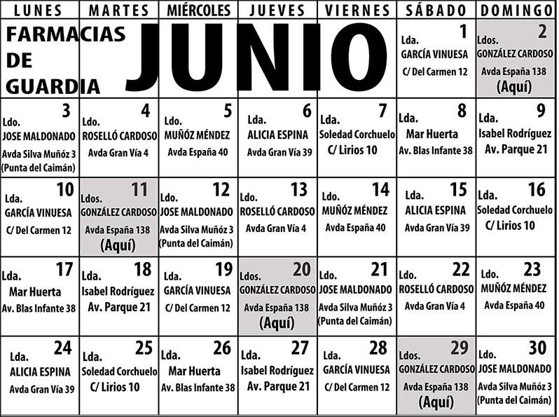Farmacias de guardia Isla Cristina Junio 2019