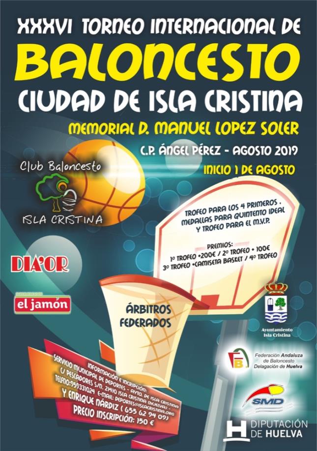 Calendario Fase final del Torneo Internacional de Baloncesto Ciudad de Isla Cristina