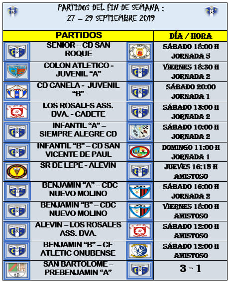 Partidos Fin de Semana Cantera Isla Cristina FC