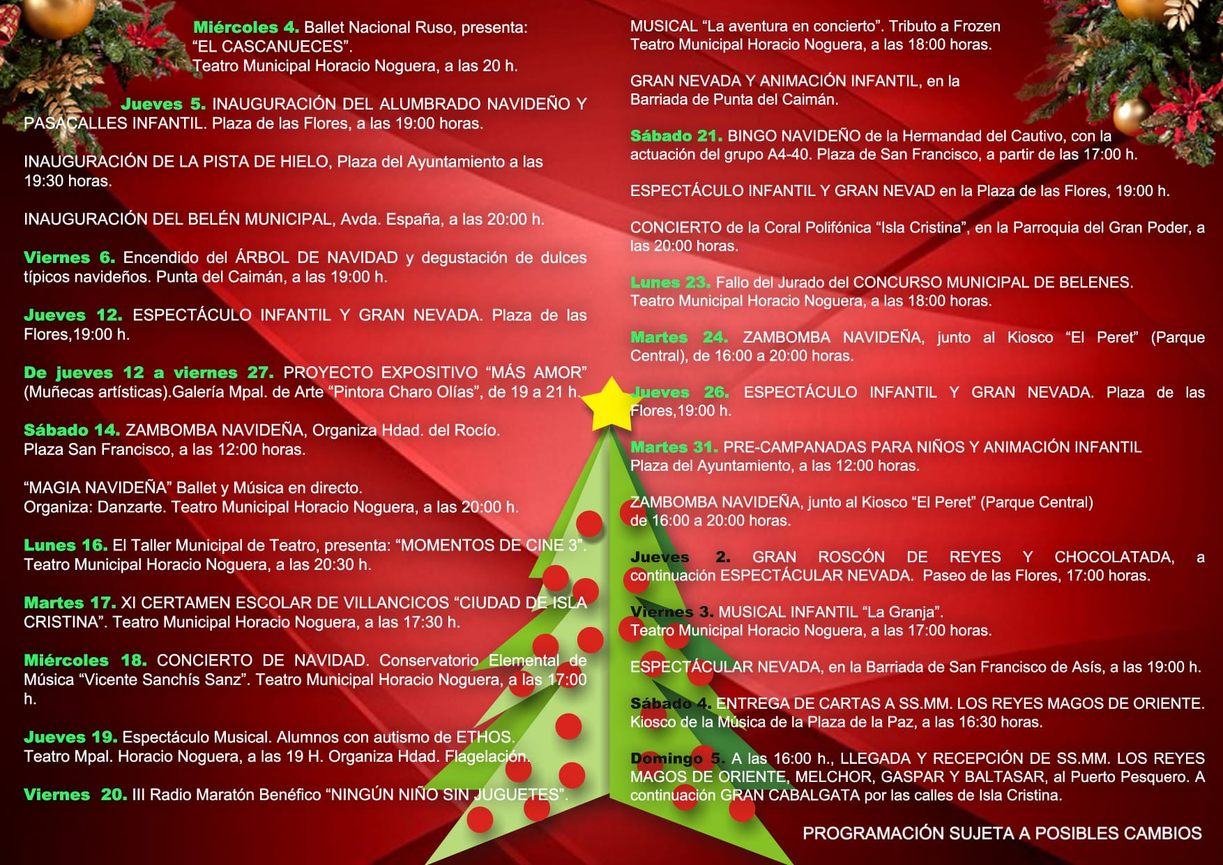 Programación de Navidad Ayuntamiento de Isla Cristina