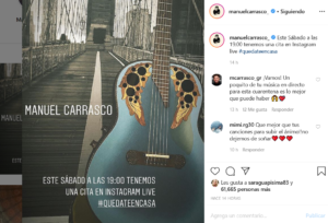 Concierto de Manuel Carrasco este sábado por Instagram