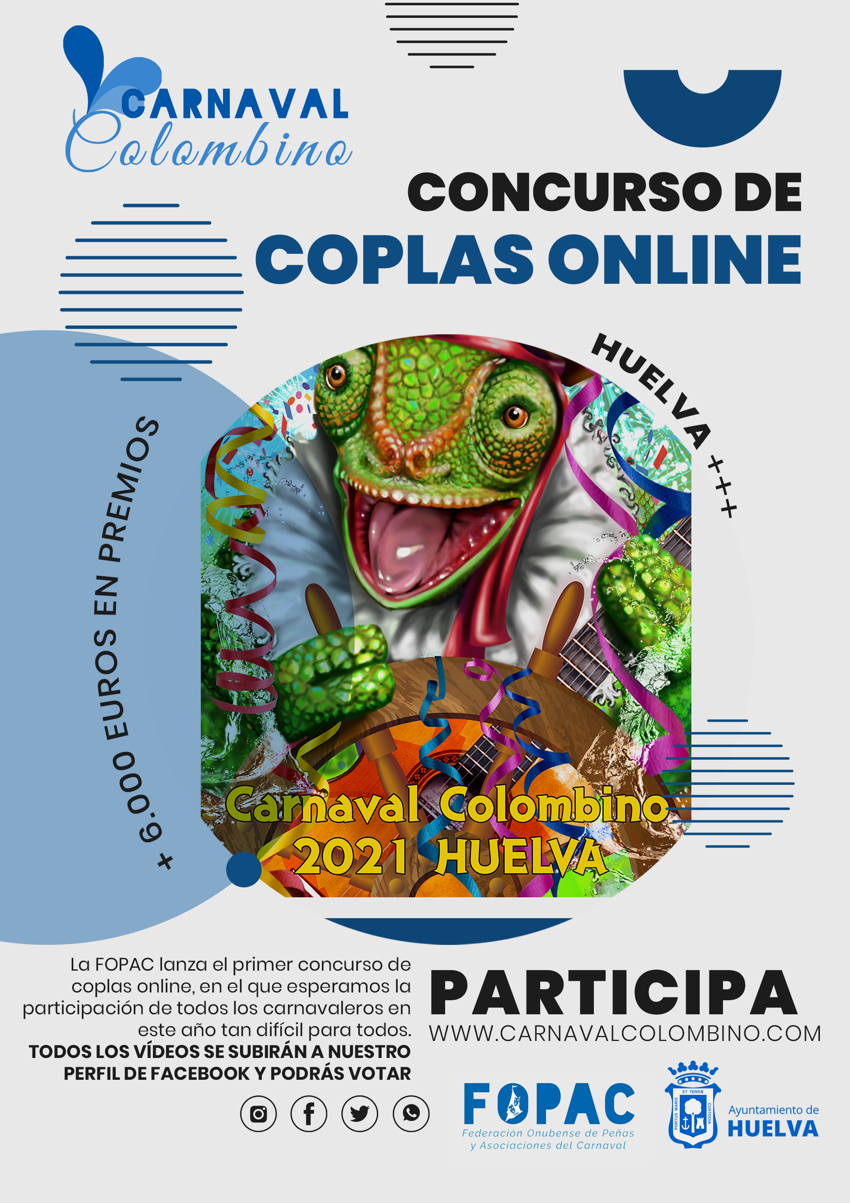 Una treintena de grupos compiten en el I Concurso Online de Coplas del Carnaval Colombino