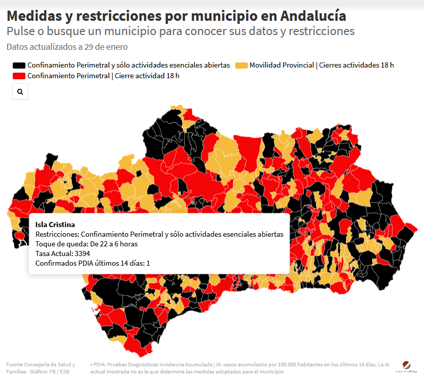 Listado de todos los municipios confinados en Huelva y localidades con cierres comerciales