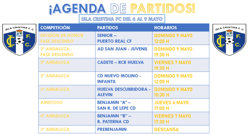 Agenda Futbolera fin de semana Isla Cristina FC