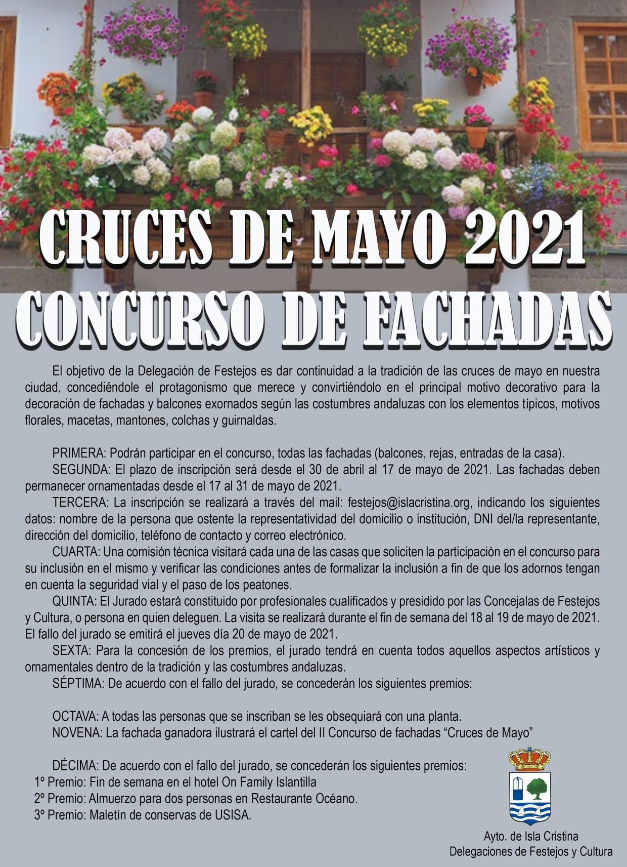 Isla Cristina convoca el I Concurso de Fachadas de cara a la celebración de las Cruces de Mayo
