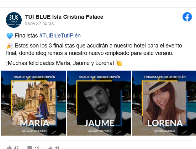 Tres finalistas para cobrar 4.000 euros por ser cliente en un hotel de Isla Cristina