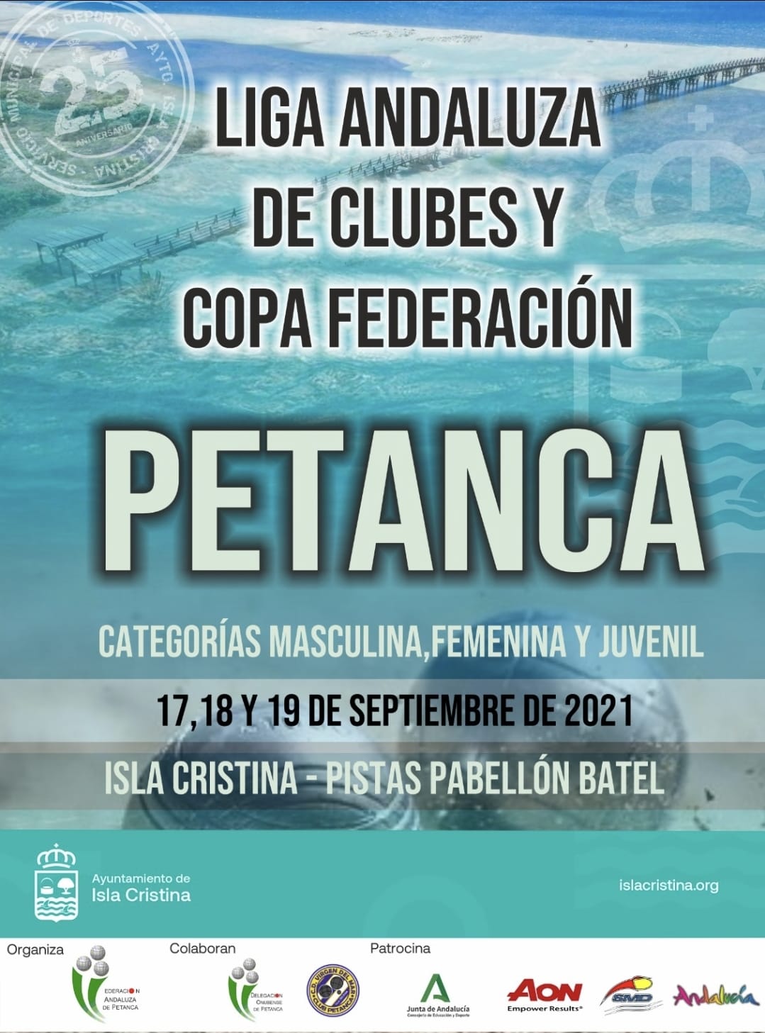 Isla Cristina acoge la liga andaluza de clubes y la copa federación de Petanca