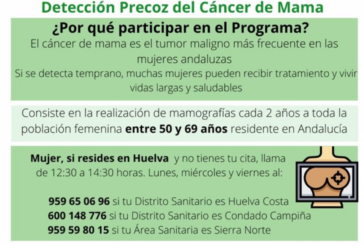 Los distritos sanitarios de Huelva elaboran un vídeo y carteles informativos sobre la prevención del cáncer de mama