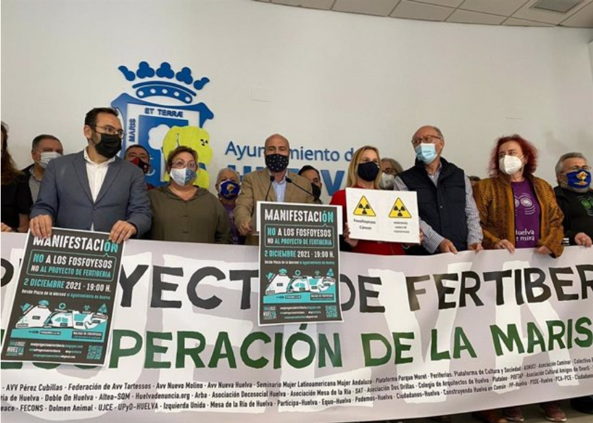 Convocan en Huelva para el 2 de diciembre una nueva manifestación contra las balsas de fosfoyesos