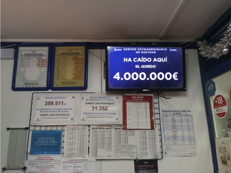 El 86.148, el ‘Gordo’ de la Lotería de Navidad, deja cuatro millones en Ayamonte