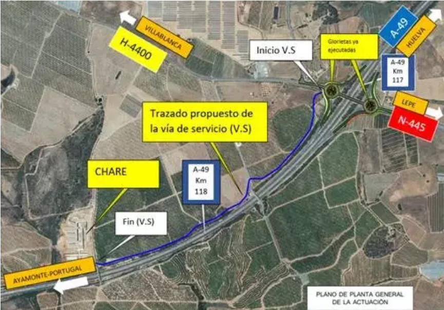 El Gobierno aprueba el proyecto de construcción de la vía de servicio de acceso al Chare de Lepe