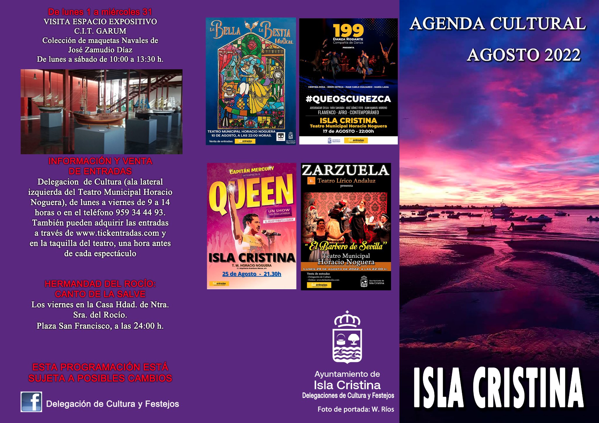 Programación Cultural de Isla Cristina para el mes de Agosto 2022