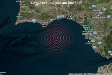 Un terremoto de magnitud 4,2 cerca de Faro, alcanzo la costa de Huelva