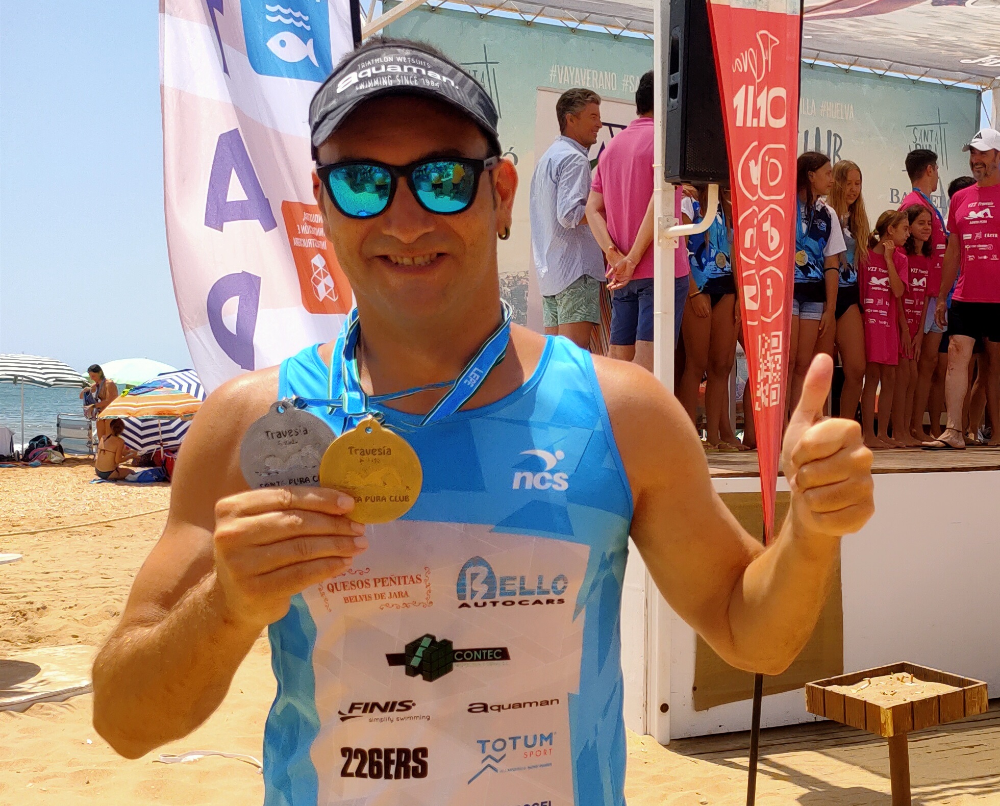 Rubén Gutiérrez, subcampeón absoluto de la Travesía a Nado de Santa Pura , La Antilla (Huelva)