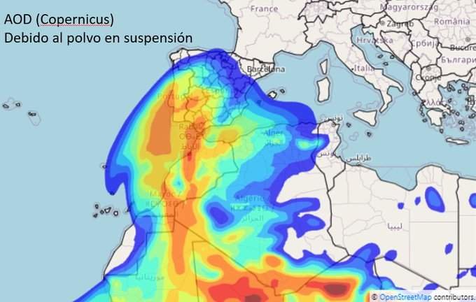 AEMET avisa de la llegada a Huelva de un anómalo episodio de polvo en suspensión
