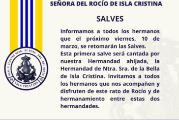 Este viernes vuelven las Salves a la Hermandad del Rocío de Isla Cristina