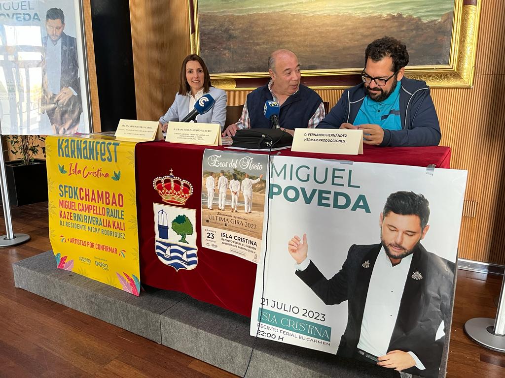 Miguel Poveda, Chambao, Miguel Campello o Ecos del Rocío actuarán en Isla Cristina este próximo verano