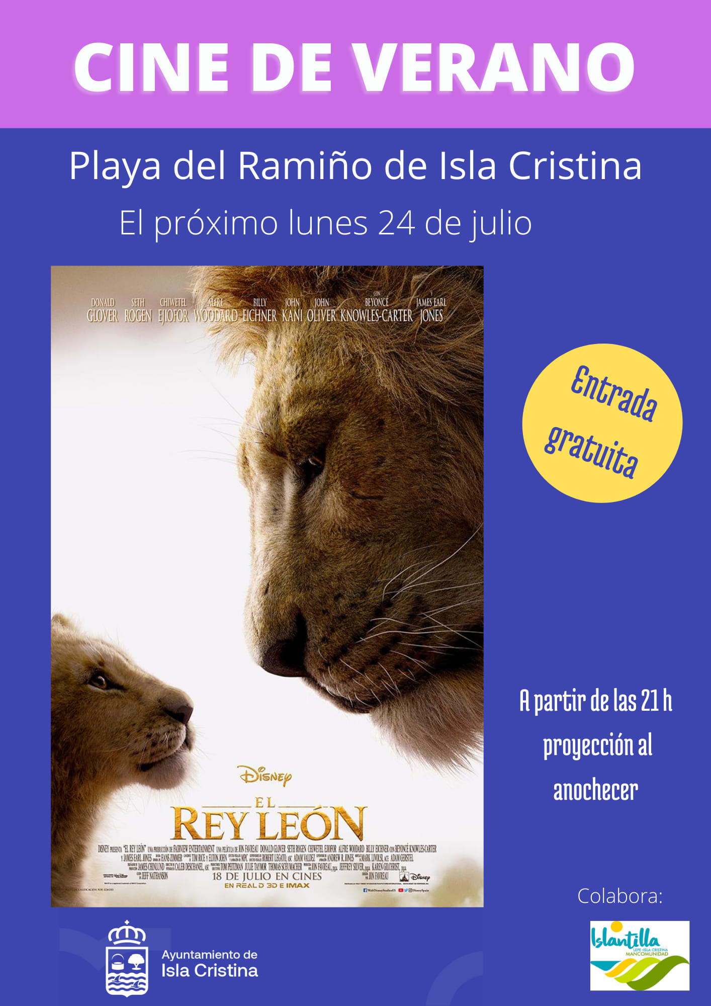 El Rey León, Cine de Verano, Isla Cristina en la Playa
