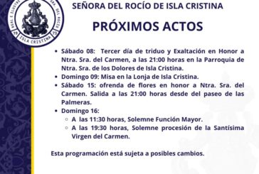 Actos a celebrar de la Hermandad del Rocío de Isla Cristina