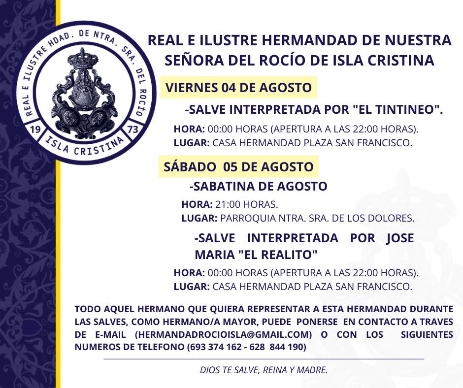 Salves fin de semana de la Hermandad del Rocío de Isla Cristina