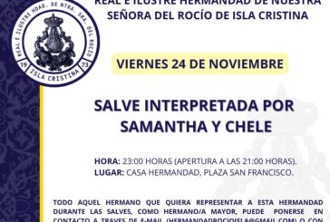 Samantha y Chele, este viernes en la Salve Rociera de Isla Cristina