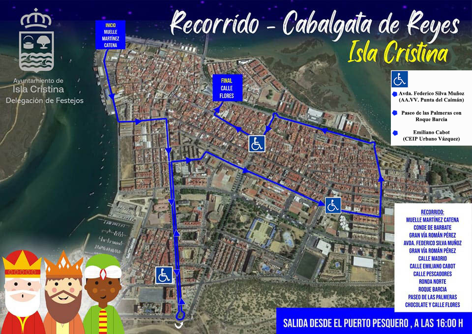 Recorrido Cabalgata de Reyes de Isla Cristina